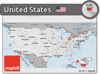 Gray 3D Map of United States