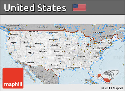 Gray 3D Map of United States