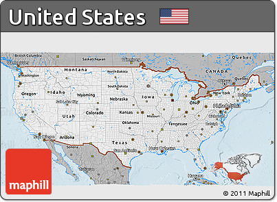 Gray 3D Map of United States
