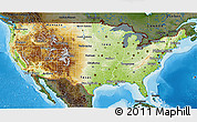 Physical 3D Map of United States, darken, land only