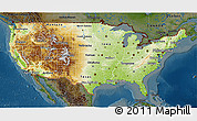 Physical 3D Map of United States, darken