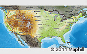 Physical 3D Map of United States, darken, semi-desaturated, land only