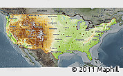 Physical 3D Map of United States, darken, semi-desaturated