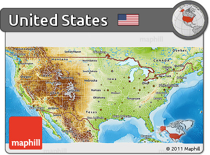 Physical 3D Map of United States