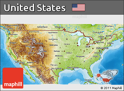 Physical 3D Map of United States