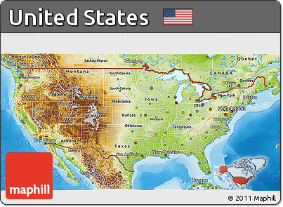 Physical 3D Map of United States