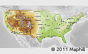 Physical 3D Map of United States, lighten, desaturated