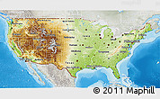 Physical 3D Map of United States, lighten, semi-desaturated, land only