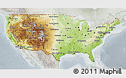 Physical 3D Map of United States, lighten, semi-desaturated