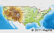 Physical 3D Map of United States, single color outside, bathymetry sea, shaded relief sea