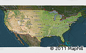 Satellite 3D Map of United States, darken