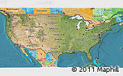 Satellite 3D Map of United States, political outside, satellite sea