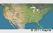 Satellite 3D Map of United States, semi-desaturated, land only