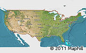 Satellite 3D Map of United States, single color outside