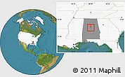 Satellite Location Map of ZIP code 35007, highlighted country, highlighted state