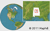 Satellite Location Map of ZIP code 35007, highlighted county, highlighted state