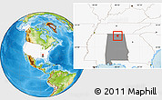 Physical Location Map of ZIP codes starting with 358, highlighted country, highlighted state