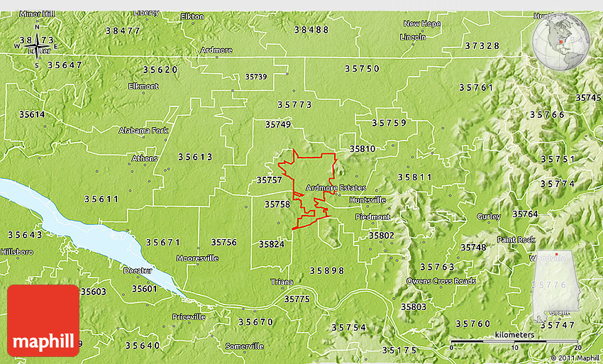 Physical 3D Map of ZIP Code 35806