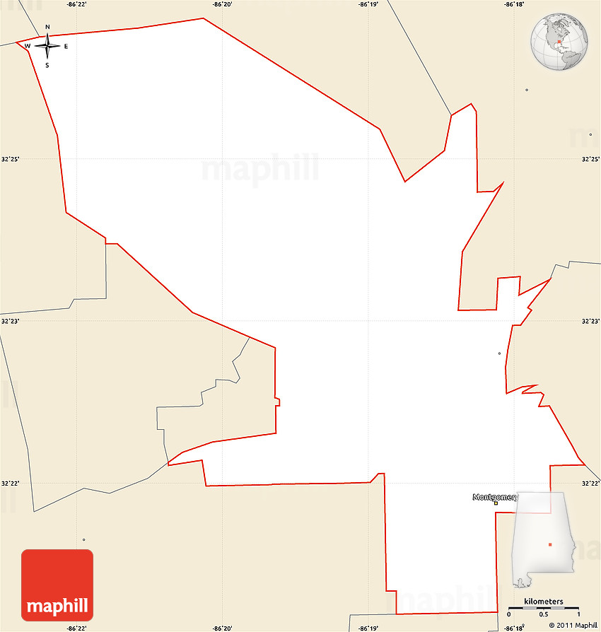 Classic Style Simple Map Of ZIP Code 36104 classic-style-simple-map-of-zip-code-36104