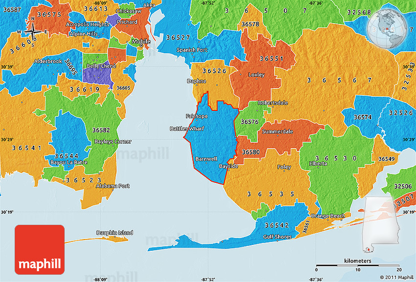 Political Map of ZIP Code 36532
