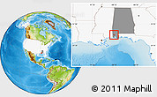 Physical Location Map of ZIP code 36613, highlighted country, highlighted state