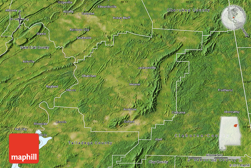 Satellite Map of Calhoun County