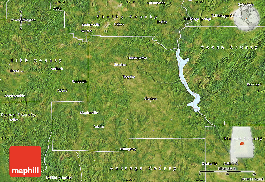 Satellite Map of Chilton County