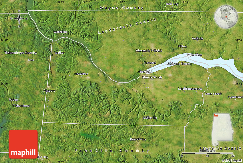 Satellite Map of Colbert County