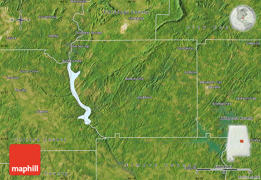 Satellite Map of Coosa County