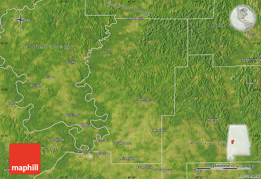 Satellite Map of Hale County