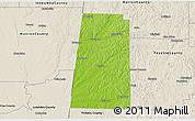 Physical 3D Map of Lamar County, shaded relief outside