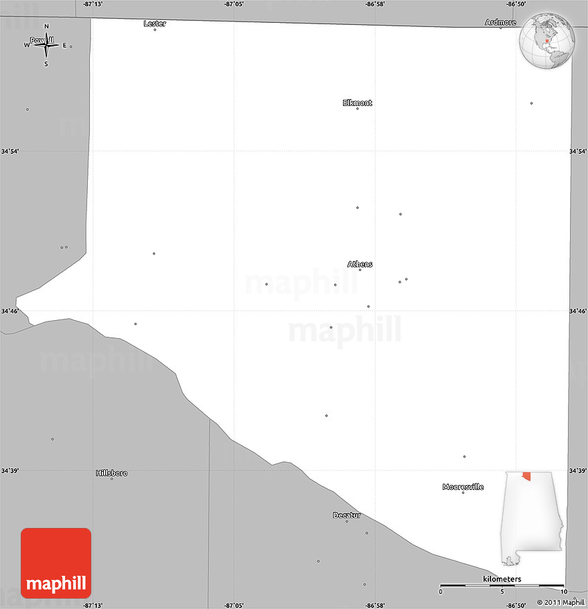 Gray Simple Map of Limestone County
