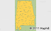Savanna Style Simple Map of Alabama, cropped outside