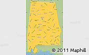 Savanna Style Simple Map of Alabama, single color outside