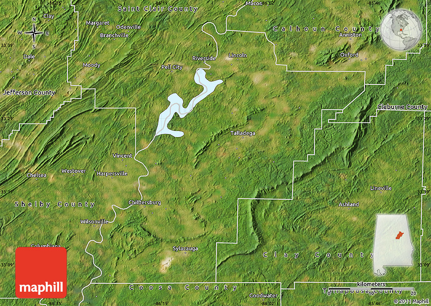 Satellite Map of Talladega County