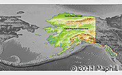 Physical 3D Map of Alaska, darken, desaturated