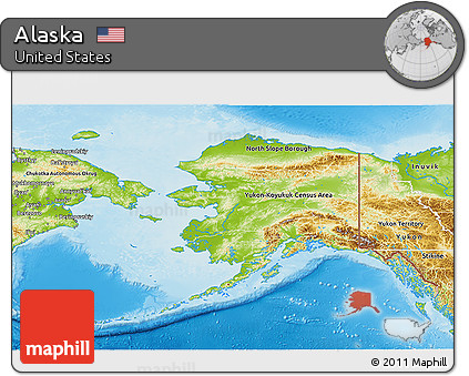 Physical 3D Map of Alaska