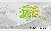 Physical 3D Map of Alaska, lighten, desaturated