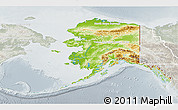 Physical 3D Map of Alaska, lighten, semi-desaturated