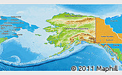 Physical 3D Map of Alaska, political outside