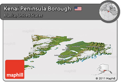 Satellite Panoramic Map of Kenai Peninsula Borough, cropped outside