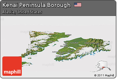 Satellite Panoramic Map of Kenai Peninsula Borough, cropped outside