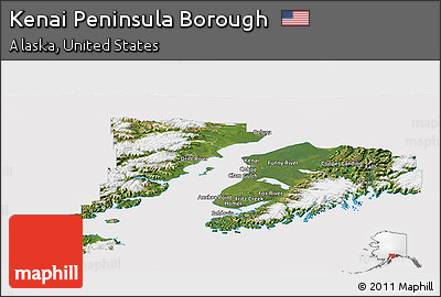 Satellite Panoramic Map of Kenai Peninsula Borough, cropped outside
