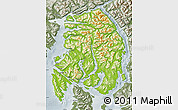Physical Map of Ketchikan Gateway Borough, semi-desaturated