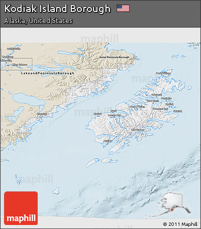 Classic Style 3D Map of Kodiak Island Borough