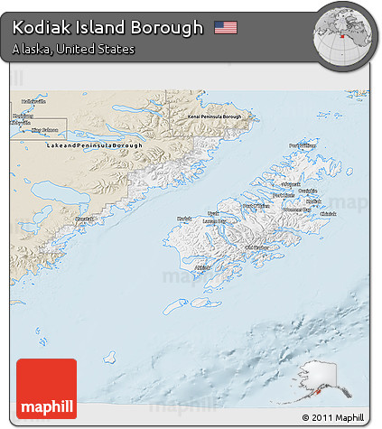 Classic Style 3D Map of Kodiak Island Borough