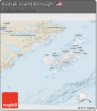Classic Style 3D Map of Kodiak Island Borough