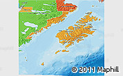Political 3D Map of Kodiak Island Borough