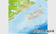 Shaded Relief 3D Map of Kodiak Island Borough, physical outside