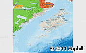 Shaded Relief 3D Map of Kodiak Island Borough, political outside